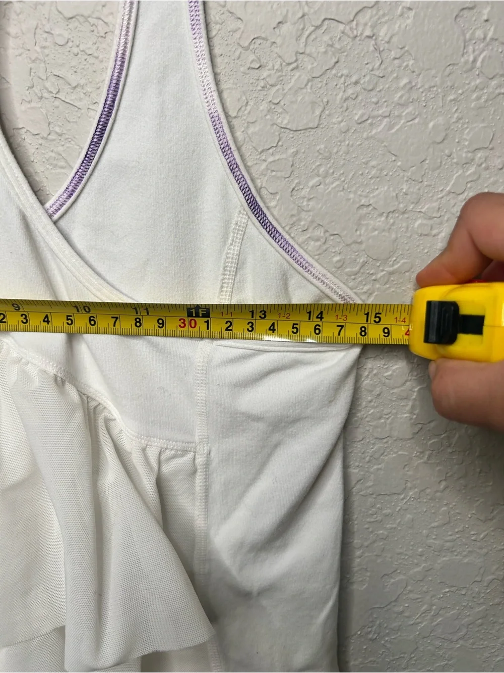 Lululemon White Racerback Ruffle Back Tank Top
